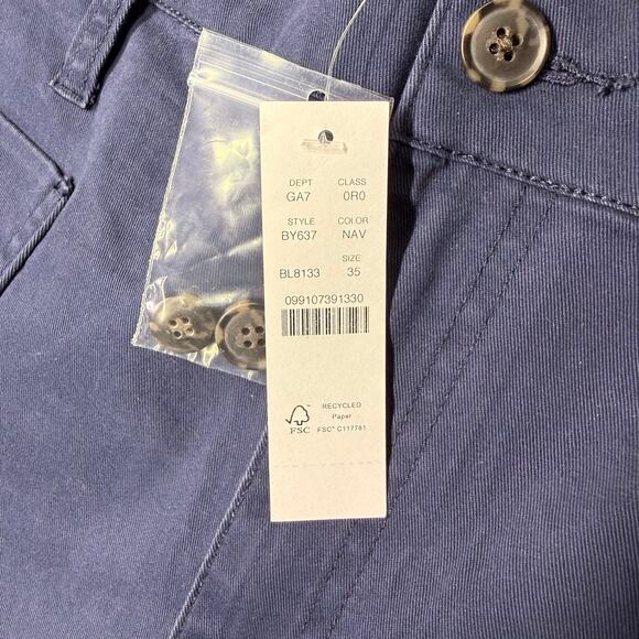 J. Crew women’s Sailor Slim Wide-Leg Chino Pant Size 35 navy blue BY637 NWT - Picture 2 of 9